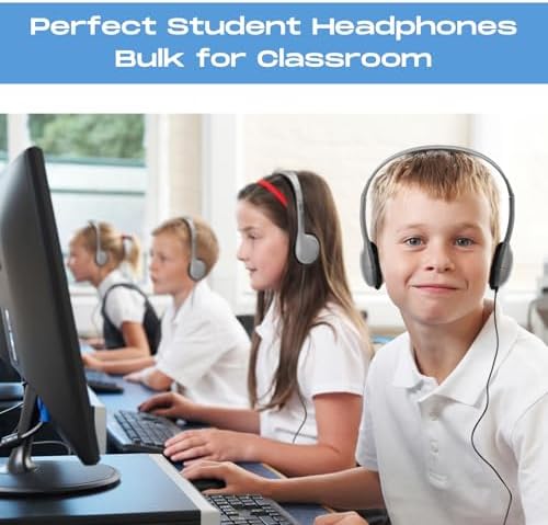 Yunsailing 30 Pack Colorful Classroom Headphones for Kids – Durable On-Ear Adjustable Earphones with Universal 3.5 mm Jack – Essential Bulk Headsets for Engaging Learning and Interactive Activities in Educational Settings