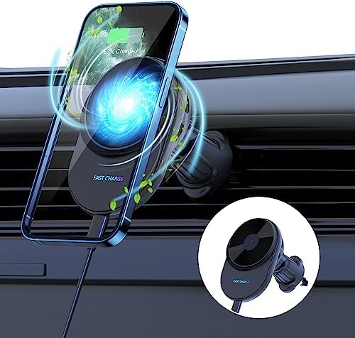 Magnetic Wireless Car Charger Mount for i Phone – Fast Semiconductor Cooling Technology for i Phone 15/14/13/12 Series – Effortless Hands-Free Charging & Secure Fit for Enhanced Driving Safety and Convenience
