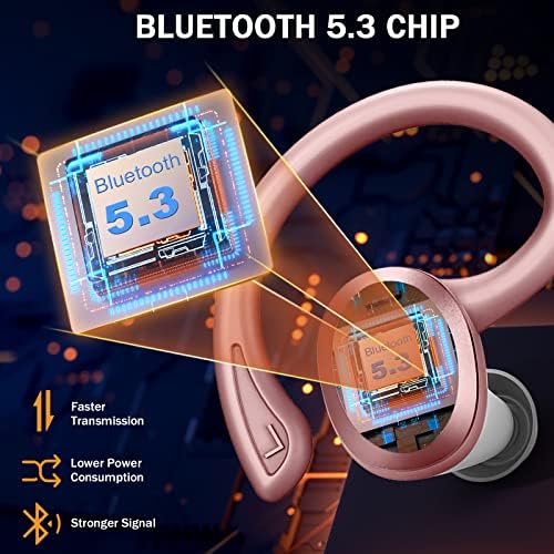 Premium Bluetooth 5.3 Wireless Earbuds – IP7 Waterproof Sport Headphones with 48-Hour Battery Life, Noise-Cancelling Mic, and 3 D Hi-Fi Stereo for Ultimate Workout Performance – Perfect for Running and Gym Enthusiasts