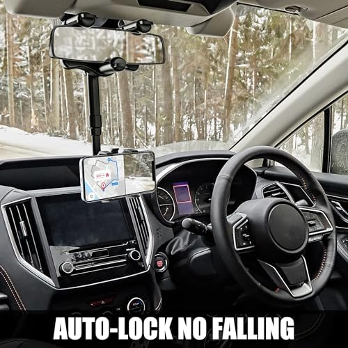 Revolutionize Your Driving with the Unifizz 360-Degree Rotatable Rear View Mirror Phone Holder – Universal Hands-Free Smartphone Mount for i Phone 11-14 Pro Max & Samsung Devices – Space-Saving Retractable Design for Effortless Navigation & Communication – Enhance Safety and Accessibility While You Drive