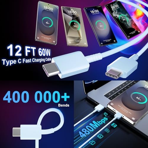 25 W Ultra-Fast Samsung Charger with 6.6 FT USB-C Cable | Rapid Charging Solution for Galaxy S25/S24/S23/S22/S21/Note Series | High-Speed Performance & Safety Features for On-the-Go Users | Ideal for Travel & Everyday Use | Boost Your Device’s Battery Life Effortlessly