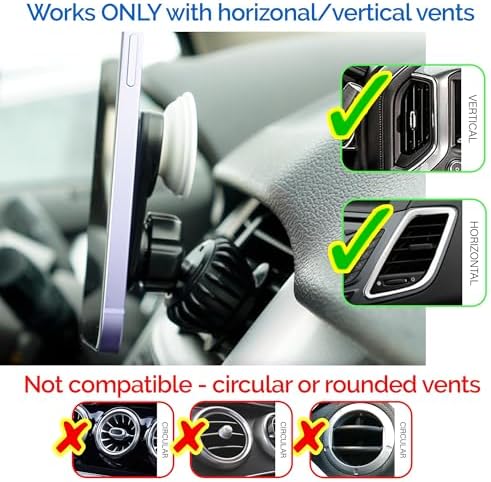 MCCHJoy Dual Magnetic Socket Car Vent Mount – Ultra-Stable No-Spin Phone Holder for All Devices and Pop Sockets – Secure AC Vent Hook for Safe Hands-Free Navigation and Streaming – Premium Compatibility for Every Journey