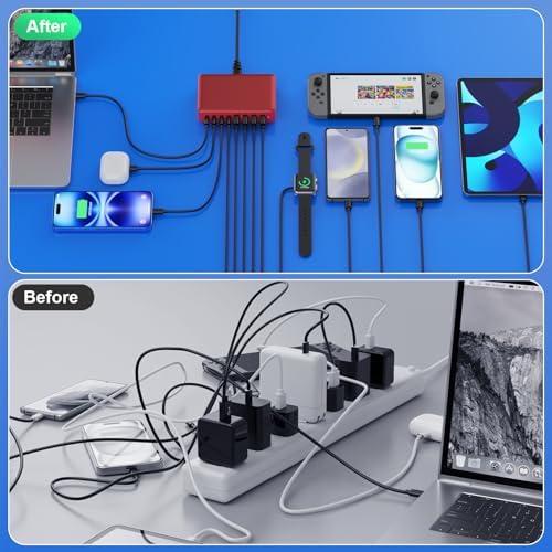Power Up in Style: 300 W Ga N IV 8-Port USB-C Charging Hub – Fast PD 100 W Charger for Mac Book, i Phone 16/15/14, and Galaxy Devices – Ultimate Compact Charging Solution for Home and Travel Efficiency – Multi-Device Compatibility with Rapid Charging Capability – Engineered for Professionals and Tech Enthusiasts – Stay Powered Anywhere with This Versatile Charging Station