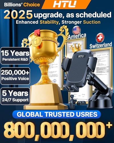 Military-Grade Universal Car Phone Holder – Enhanced 2025 Suction & Clip Technology for i Phone 16 Pro Max, 15 & Samsung – Adjustable Dashboard, Windshield, Air Vent Mount for Optimal Viewing & Safety – Durable Black Design for Secure Smartphone Access