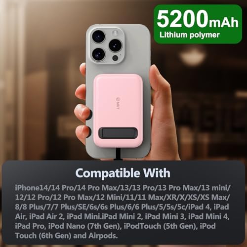 Compact Portable Charger for Apple Watch with Built-in Type-C Cable – 5200 m Ah Travel Power Bank for Apple Watch Series Ultra, 9, 8, 7, 6, SE, 5, 4, 3, 2 & i Phone 15 Pro Max – Efficient, Lightweight Design for On-the-Go Charging Solutions – Enhanced Compatibility and Fast Power Delivery