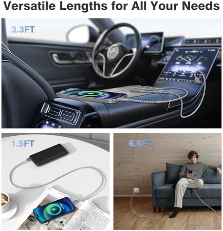 Versatile Elebase USB C Charger Cable Trio – 1.5/3.3/6.6 FT Fast Charging Cords for i Phone 15/16 Max, Samsung Galaxy S8-S24, and Motorola Devices – Durable, Tangle-Free Design for Rapid Data Transfer and Enhanced Compatibility