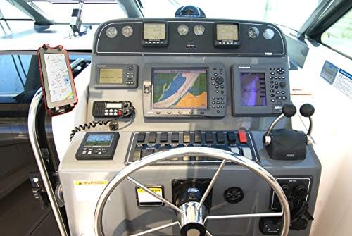 Marine-Grade Adjustable Tablet & Smartphone Mount – Lycan Series 360° Rotatable Handlebar Holder for i Pad Pro, Galaxy Tab & i Phone – Secure Device Management for Boats with Quick Release Functionality – Elevate Your Nautical Adventures with Universal Compatibility & Robust Design