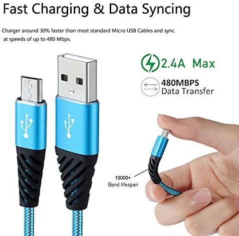 Bynccea 10 FT Nylon Braided Micro USB Charging Cable – 4-Pack Fast Charge Cord for Samsung Galaxy S6, S7 Edge, J3, J7, LG, HTC, Motorola, Sony, Xbox One, PS4 – Durable and Flexible Power Solution for Enhanced Device Compatibility