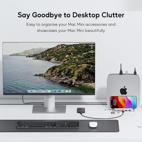 Transform Your Mac Mini with the Ultimate 5-in-1 USB C Hub Adapter – High-Speed Docking Station Featuring 10 Gbps Transfer, Dual USB C Ports, M.2 NVMe SSD Compatibility, and SD/TF Card Reader for Seamless Connectivity and Enhanced Productivity