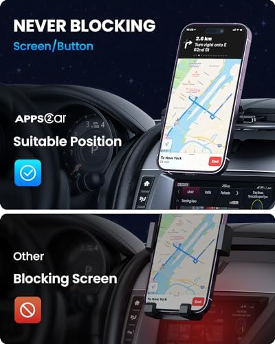 APPS2 Magnetic CD Player Phone Mount for Mag Safe – Ultimate Hands-Free Car Accessory with 17 Strong Magnets for Secure i Phone 12-16 Compatibility – Effortless Installation & 360-Degree Rotation for Optimal Viewing – Enhance Your Driving Safety and Convenience
