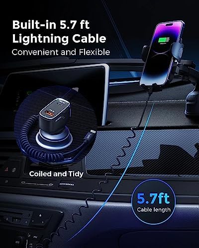 Experience Rapid Roadside Charging with SUNDA 120 W USB C Fast Car Charger – 4-Port Adapter Featuring Dual Type C PD60 W/PPS60 W for i Phone 16/15 Pro/Max/14 & Samsung Galaxy S24, Plus Dual USB-A 30 W QC3.0 for All Android Devices – Compact, Durable, and Universally Compatible for Effortless Multi-Device Charging on the Go