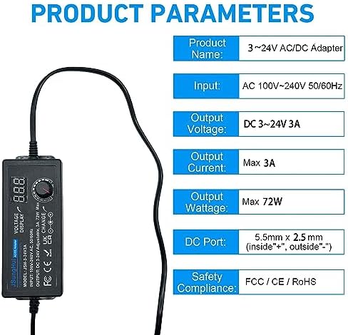 Versatile 120 W Universal AC to DC Power Adapter – Adjustable 3 V to 12 V, 10 A Output with 14 Interchangeable Tips & Polarity Converter for Seamless Compatibility with LED Strip Lights, Printers, CCTV Cameras, and More – Ultimate Efficiency and Durability Ensured