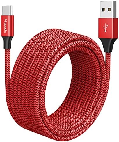 etguuds 20 ft USB C Cable – Long Nylon Braided Charger for Fast Data Transfer & Charging – USB-A 2.0 to Type C Compatibility for Samsung Galaxy Note, LG, Moto, Pixel, Switch & More – Durable Connection for Home & Office Use