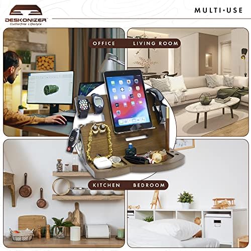 Elegant Wooden Charging Dock for Men – Premium Multifunctional Desk Organizer & Nightstand Essential – Fast Universal Charging Station with Sleek Aesthetic – Perfect Gift for the Discerning Professional
