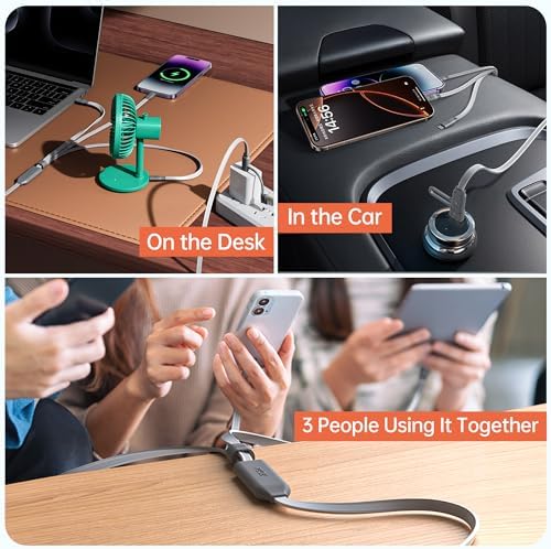 PZOZ 100W USB C & USB A Charging Cable, 3 in 1 Multi Fast Charging at The Same Time, Multiple Charger Cord with Type C[100W]/Lightning[27W]/Micro[10W] for iPhone 16 15 14 iPad Pro MacBook Samsung – Enhanced Compatibility and Speed