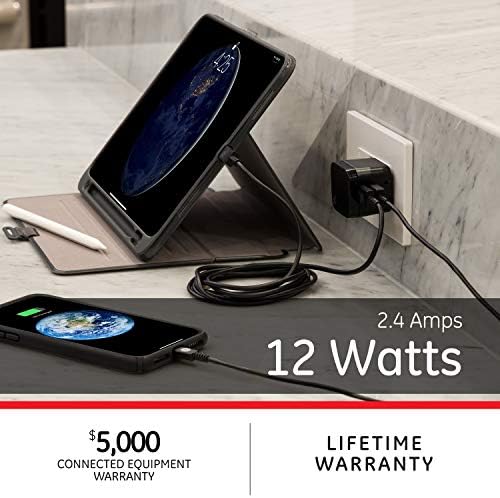 GE 17 W 3-Port USB Wall Charger Block for i Phone and i Pad – Fast Charging Adapter with Foldable Plug for Ultimate Portability – Sleek White Power Cube for Home, Office, and Travel Use – Compatible with i Phone 14, 13, 12 Series and More – Efficient Multi-Device Charging Solution