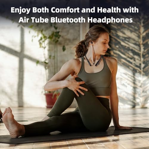 ibrain EMF-Free Wireless Air Tube Headphones – Ergonomic Bluetooth Earbuds with Microphone and Volume Control for Safe Gym Workouts and Daily Use – Enhanced Compatibility for Smartphones and Tablets