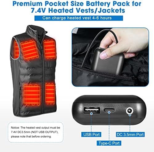 Rapthor 7.4 V 3 A & 5 V 2 A Ultra Compact Battery Pack – Dual Output Power Solution for Heated Vests, Jackets & Hoodies – Lightweight and Fast Charging Portable Charger for Outdoor Adventures – Stay Warm & Mobile in Cold Conditions