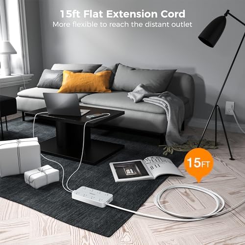 TESSAN 8-Outlet Surge Protector Power Strip with 3 USB Ports (1 USB-C) – 1080 Joules of Safety, Wall-Mountable Extension Cord for Home, Office, and Dorm – Ultimate Charging Hub for Multiple Devices and Enhanced Protection