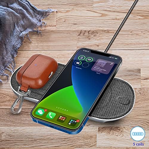 Ultra-Fast Dual Device Wireless Charging Pad with Advanced 5-Coil Technology – 10 W Quick Charge for i Phones & Air Pods – Includes Premium 36 W Power Adapter for Lightning Speed – Sleek, Modern Charging Solution Ideal for Home or Office – Effortless, Tangle-Free Charging for All Qi-Compatible Devices