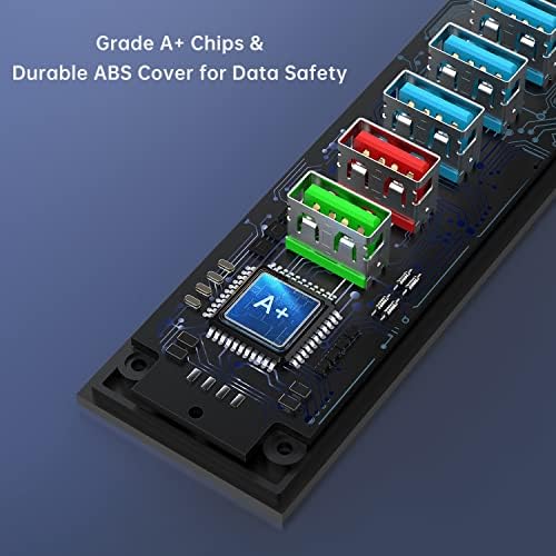 Unlock Seamless Connectivity with RAOYI 6-Port Powered USB 3.0 Hub – High-Speed Data Transfer, Smart Fast Charging, and 24 W Power Adapter for Laptops, PCs, and Macs – Ideal USB Splitter for Enhanced Device Management and Productivity in Sleek Black