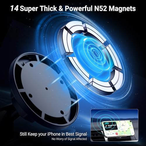 Magnetic Phone Holder for Cars – PROfezzion Suction Cup & Vent Clip Combo for i Phone 16/15/14/13 Pro Max & All Smartphones – Seamless Mag Safe Compatibility & Durable Aluminum Design – Enhanced Grip for Safe Navigation and Hands-Free Calls