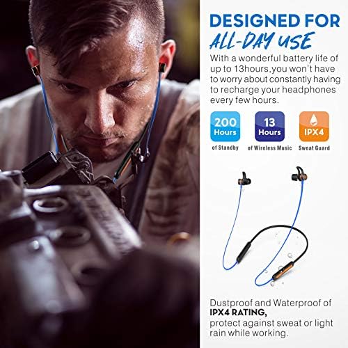 MIPEACE Ergonomic Bluetooth Noise Isolation Neckband Headphones – 29 d B Active Noise Reduction Wireless Earbuds with Magnetic Custom Fit, IPX4 Sweatproof Design, 13+ Hours Playtime, Built-in Mic for Seamless Hands-Free Control, Ideal for Workouts and Daily Use