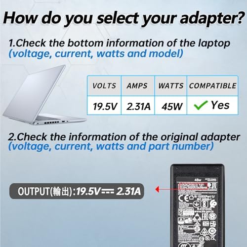 Lightweight 45 W Genuine Dell Laptop Charger – Enhanced Power Adapter for Inspiron 11/13/14/15/17 Series – Fast Charging with Comprehensive Protection Features – Versatile Compatibility with Latitude E5450 & XPS Models – Ideal for Travel and Everyday Use – Durable, Compact Design with Multi-Safety Safeguards – Perfect Replacement for 130 W AC Adapter – Optimized Performance for 3000, 5000, and 7000 Series Laptops – 4.5 mm x 3.0 mm Connector for Seamless Integration – Travel-Friendly Charger for On-the-Go Professionals and Students – Efficient Power Management with 19.5 V Output – Reliable and Proven Technology for Maximum Device Lifespan – Upgrade Your Laptop Experience with This Essential Accessory