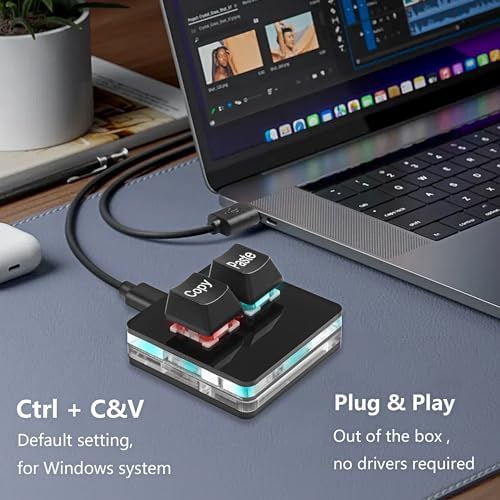 Sin Loon USB Mini 2-Key Mechanical Gaming Keypad – Hot-Swappable One-Handed Keyboard for Efficient Copy-Paste & Rhythm Gaming – Ergonomic Design with RGB Backlighting for Enhanced Productivity and Performance