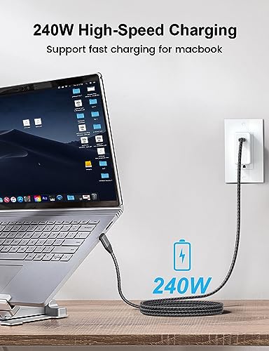 XAOSUN 3.3 ft USB C to USB C High-Speed Cable – 90-Degree Connector for 20 Gbps Data Transfer, 4 K Video Quality, and 240 W Rapid Charging – Ideal for Mac Book, i Pad, Samsung, and Gaming Devices – Unmatched Compatibility and Performance