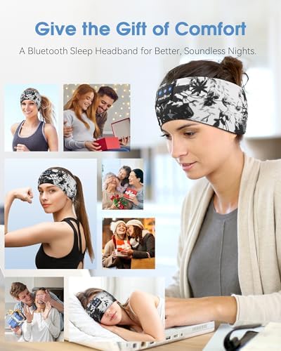 MUSICOZY Bluetooth 5.4 Sleep Headband – Ultra-Thin Stereo Earbuds for Uninterrupted Comfort and Performance, Sweat-Resistant for Active Lifestyles & Serenity (White Red) – Elevate Your Audio Experience with Innovative Design and Superior Sound Quality
