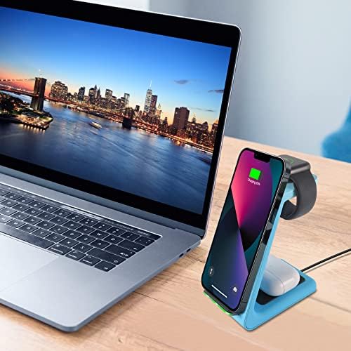 YOCUNKER 3-in-1 Qi Wireless Charging Dock – Efficient Space-Saving Solution for i Phone 14/13/12/11 Pro Max, Apple Watch Series 7/SE/6/5/4/3/2 & Air Pods 3/Pro/2 – Fast, Reliable Power with Enhanced Safety Features – Streamline Your Charging Experience and Declutter Your Workspace with This Sleek, Compact Design