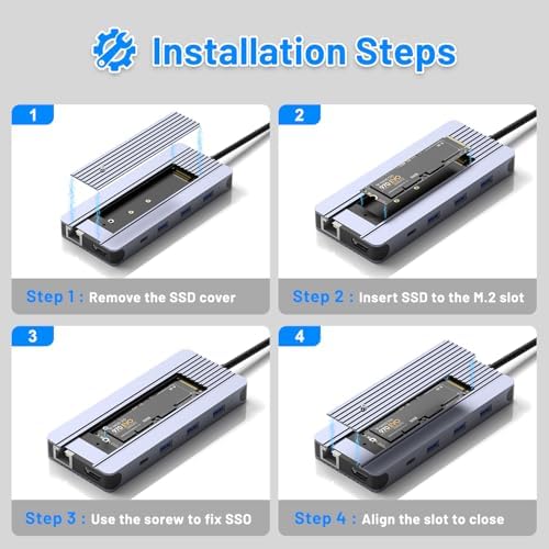 Revolutionary 8-in-1 USB-C Hub with M.2 NVMe/SATA SSD Enclosure – Experience Blazing 10 Gbps Data Transfer, Crystal-Clear 4 K HDMI Output, and Robust 100 W Power Delivery – Ultimate Connectivity Solution for XPS Users and Tech Savvy Professionals