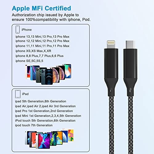 Revolutionize Your Charging Routine with the 26 FT Extra Long i Phone 13 USB-C to Lightning Cable – MFi Certified for Fast Power Delivery, Ideal for i Phone 13 Pro, 12 Pro Max, 11, and More – Durable Nylon Braided Design for Tangle-Free Convenience and Enhanced Compatibility