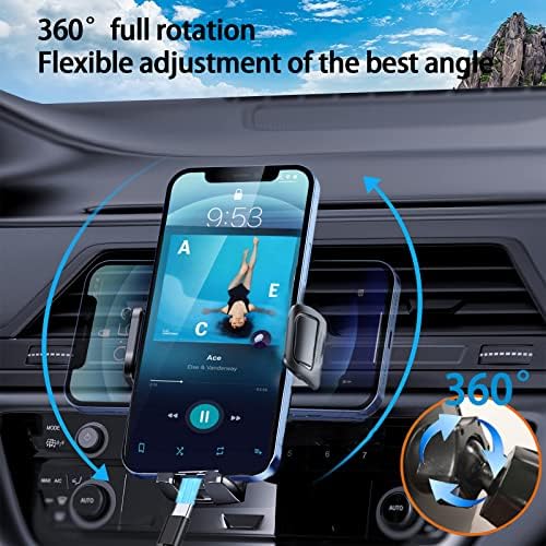 Universal Car Phone Holder with Upgraded Metal Clip – Hands-Free Vent Mount for i Phone and Android – 360-Degree Rotation for Optimal Viewing – Easy Installation, Compatible with All Car Vent Types – Enhance Your Driving Experience with Secure Smartphone Access
