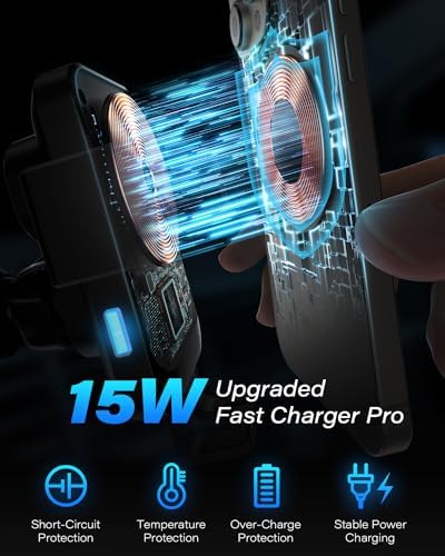 Revolutionary Auto-Clamping Wireless Car Charger with Robust Cup Holder Mount – 15 W Fast Charging for i Phone 11-16 Pro Max & Samsung S20-S24 Ultra, Universal Fit for Pixel 4-8 Pro – Maximize Safety and Convenience While Driving