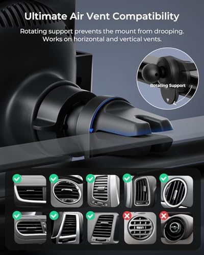 Upgrade Your Driving Experience with the i Ottie Auto Sense 2 Qi Wireless Charging Air Vent Phone Holder – Effortless Auto-Clamping Smartphone Mount for Secure Vehicle Access – Compatible with i Phone, Google Pixel, Galaxy, LG, Huawei & More – Tangle-Free One-Hand Operation for Enhanced Safety and Convenience in Every Journey