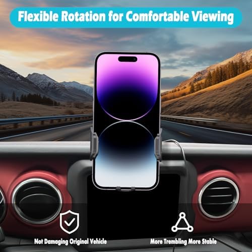 Jeep Wrangler JK JKU 2012-2017 Phone Holder – Ultimate 360-Degree Rotating Mount for Thick Cases, Easy Installation, and Rugged Stability – Perfect for 4.7-7 Inch Smartphones – Elevate Your Driving Experience with Enhanced Accessibility and Safety