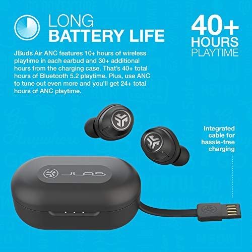JLab JBuds Air ANC True Wireless Bluetooth Earbuds – Black | Superior Active Noise Canceling, Low Latency Movie Mode, Sweat-Resistant IP55 Design, Dual Connect Convenience, Customizable 3 EQ Sound Settings for Ultimate Audio Experience