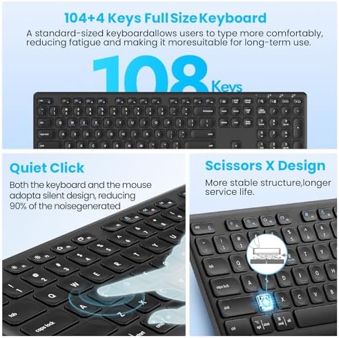 Elevate Your Typing Experience with the K9300 Wireless Bluetooth Keyboard – Multi-Device Switching, Silent Scissor-Switch Keys, Ergonomic Design for Ultimate Comfort and Compatibility with Mac, Windows, Laptops, and i Pads – Sleek Black Finish for Modern Workspaces