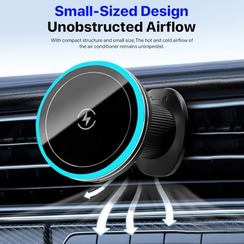 for 15W MagSafe Car Mount Charger,Magnetic Wireless Car Charger for iPhone 16/15/14/13/12 Series, Auto- Magnetic Tight Phone Holder with Fast Charging, Secure Air Vent, 360° Adjustable,(A10K) – Enhanced Compatibility and Speed