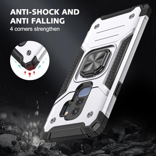 Rugged Military-Grade Shockproof Case for Samsung Galaxy S9 Plus – Red Armor with Built-in Kickstand and Magnetic Car Mount for Ultimate Protection and Style – Perfect for Active Lifestyles