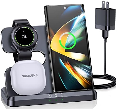 3-in-1 Fast Wireless Charging Station for Samsung and Android Devices – Streamlined Charger for Galaxy Z Flip/Fold, S-Series, Galaxy Watch & Buds – Rapid Charging, Safety Features, and Sleek Design for Modern Living