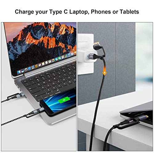 Ultimate 4-in-1 USB C Charger Cable – 6.6 FT Multi-Device Fast Charging & Data Transfer Cable with Power Delivery (PD) 3 A, Compatible with Mac Book Pro, i Pad, Galaxy S23/S23+/S22 & More – Enhanced Durability & Speed for On-the-Go Convenience