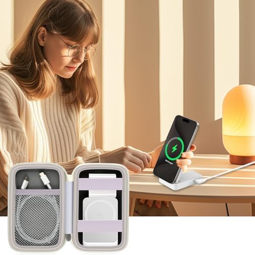 Stylish Pink Case for Anker Mag Go 3-in-1 & Mag Go UFO Charging Station – Premium Organizer for Wireless Chargers, Enhanced Compatibility with Mag Safe Duo, Portable Foldable Design for Travel, Secure Storage Solution for Augnner, Iseyyox, LISEN, RTOPS – Elevate Your Charging Experience with Durable Protection and Effortless Access