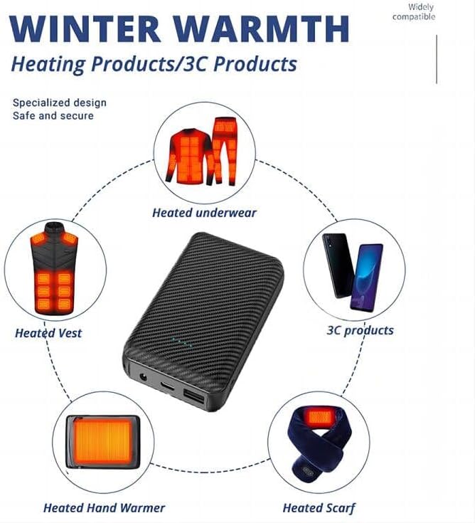 Revolutionary Kevis Heated Gilet Vest with Built-in 20000 m Ah Portable Power Bank – Stay Warm and Charge Your Devices On-the-Go with 7.4 V 3 A Fast USB Output – Perfect for i Phone, Samsung, Huawei Users – Lightweight, Versatile, and Ideal for Outdoor Adventures