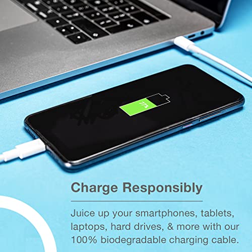 Ultimate Type C Fast Charging Cable – 20 V 5 A with 100 W Power Output & 20 Gbps High-Speed Data Sync – Eco-Friendly 6.5 ft Biodegradable Cord in Sleek White for Laptops & Smartphones – Superior Performance & Sustainable Convenience