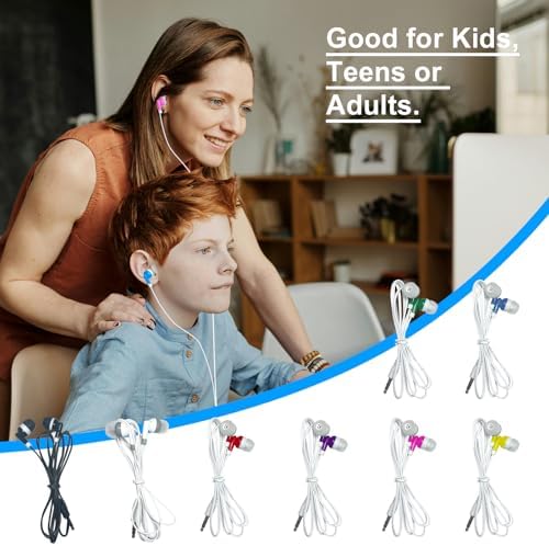 Vibrant 60-Pack Earbuds for Kids – Colorful Classroom Headphones in 6 Playful Shades for School, Travel & Home Learning – Lightweight, Durable Design with Superior Sound Quality for Tablets, Laptops & Smartphones – Foster Engagement and Fun in Educational Settings