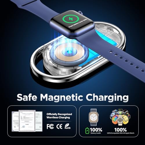 Effortless Power on the Go: Yo Few Wireless Magnetic Portable Charger for Apple Watch – 1200 m Ah Travel Keychain Power Bank Compatible with Series 9/8/7/6/5/4/3/2/SE/Ultra – Fast Charging Convenience in Compact Design