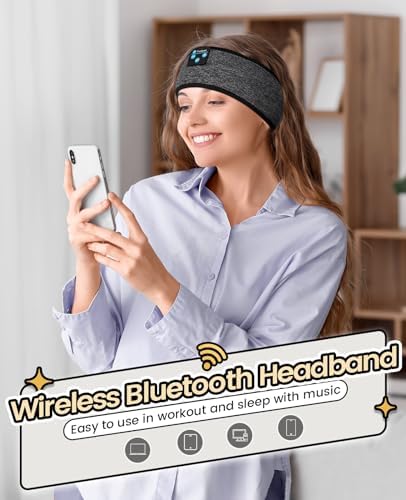 Fulext Bluetooth Sleep Headphones Headband – Ultimate Comfort for Side Sleepers, Thin HD Stereo Sound Quality – Ideal for Insomnia Relief and Travel Convenience – Perfect Gift for Men and Women – Enhanced Compatibility, Long-Lasting Battery Life for All Night Relaxation